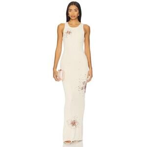 ASTA RESORT Natalia Hand Embroidered Dress in Salt Sequin